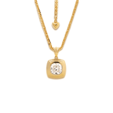 18K Yellow Gold 4ct Old Mine Cut Lab Diamond Flat-topped Stepped Pyramid Pendant Necklace