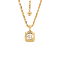 18K Yellow Gold 4ct Old Mine Cut Lab Diamond Flat-topped Stepped Pyramid Pendant Necklace
