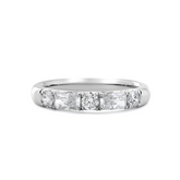 14K White Gold Round and Radiant Cut Lab Diamond 5 Stone Half Eternity Ring