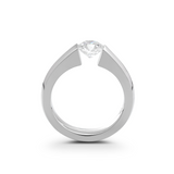 14K White Gold 1ct Round Brilliant Cut Lab Diamond Solitaire Ring with Knife Edge Band Design