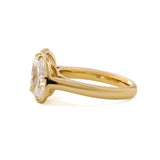 14K Yellow Gold 2.5ct Elongated Old Mine Cut and 2ct Oval Old Mine Cut Lab Diamond Prong Bezel Toi et Moi Ring