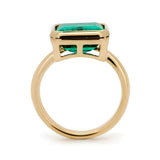 Cherished Moments 14K Yellow Gold 3.5 Carat Lab Emerald Solitaire Cocktail Ring with Bezel Setting