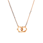 14K Rose Gold Toi et Moi Wheel Gear Pendant Necklace with Round Lab Dimaond