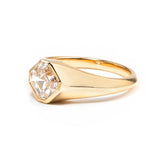 14k Yellow Gold 1.5ct Asscher Cut Lab Diamond Bezel Ring with Knife Edge Tapered Band Design