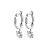 Round Lab Diamond Floral Hoop Earrings