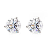 14K White Gold Stud Earrings with 2 ct tw Round Cut Lab Diamond Three-Prong Basket