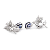 18K White Gold Pear Shaped Sapphire Cluster Lab Diamond Leverback Earrings