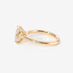 14K Yellow Gold 2 Carat Solitaire Diamond Ring with Oval Cut Lab Diamond Cathedral Setting