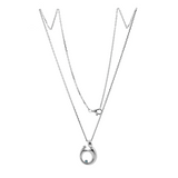 14K White Gold Mother and Child Pendant Necklace with Blue Round Lab Diamond