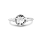 14K White Gold 1.5ct Rose Cut Lab Diamond Bezel Ring with Tapered Band