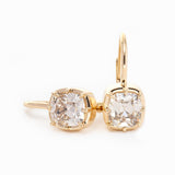 14K Yellow Gold 3 Carat Moissanite Ring-Inspired Elongated Old Mine Cut Lab Diamond Leverback Earrings