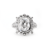 Platinum 4.5ct Elongated Lab Diamond Antique-inspired Ring