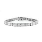14K White Gold Radiant Cut Lab Diamond 4 Claw Prong Basket Tennis Bracelet