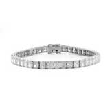 14K White Gold Radiant Cut Lab Diamond 4 Claw Prong Basket Tennis Bracelet