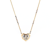 14K Yellow Gold Necklace with 2.5ct Heart Shaped Lab Diamond Pendant in Bezel Setting and Round Cross Chain