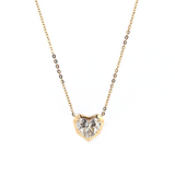 14K Yellow Gold Necklace with 2.5ct Heart Shaped Lab Diamond Pendant in Bezel Setting and Round Cross Chain