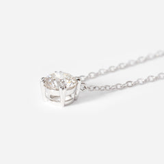 18K White Gold 1ct Round Lab Diamond Double Prong Basket Setting Necklace