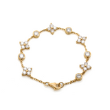 18K Yellow Gold Round Lab Diamond Fancy Shape Station Bracelet