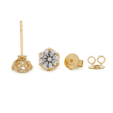 Round brilliant Lab Diamond Millegrain Floral Basket Stud Earrings