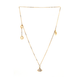 18K Yollow Gold Round Lab Diamond Skirt Pendant Necklace