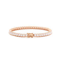 18K Rose Gold Princess Cut Lab Diamond Tennis Bracelet