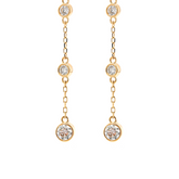 14K Yellow Gold Round Cut Diamond Bezel Drop Earrings