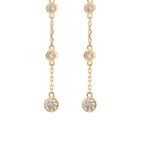 14K Yellow Gold Round Cut Diamond Bezel Drop Earrings