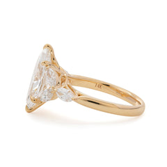 14K Yellow Gold 3ct Marquise Lab Diamond Ring – Art Nouveau Nature-Inspired Design
