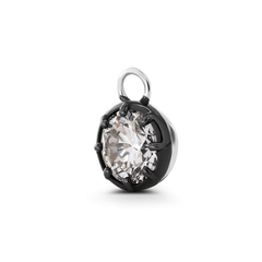 14K White Gold 1ct Round Lab Diamond Pendant Necklace with Black Rhodium Plated Bezel