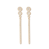 18K Yellow Gold Round Cut Diamond Pave Drop Earrings