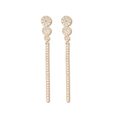 18K Yellow Gold Round Cut Diamond Pave Drop Earrings