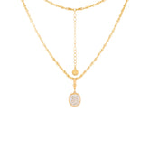 18K Yellow Gold 5ct Elongated Cushion Cut Lab Diamond Bezel Pendant Necklace with Beads Chain