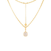 5 CT Elongated Cushion Cut Lab Diamond Bezel Pendant Necklace with Adjustable Beaded Chain