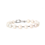 14K White Gold Near-round Fresh-water Pearl Bracelet