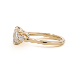 14K Yellow Gold 3.5ct Asscher Cut Lab Diamond Double Claw Prongs Three-stone Ring with Two Tapered Baguette Cut