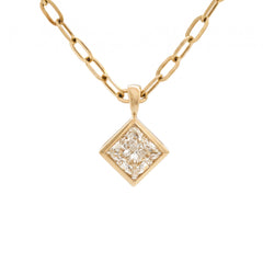 14K Yellow Gold 2.555ct Princess-Cut Lab Diamond Bezel Pendant (Chain excluded)
