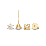 Round Cut Lab Diamond 6 Round Prong Stud Earrings (DE/G Color, VS Clarity)