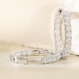 Platinum 3.2 ct tw Round Cut Diamond Hoop Earrings
