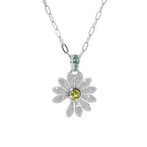 14K White Gold Daisy Pendant Necklace