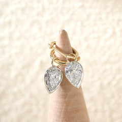 2CTW Pear Brilliant Stone Bezel Set Hoop Earrings - MMR
