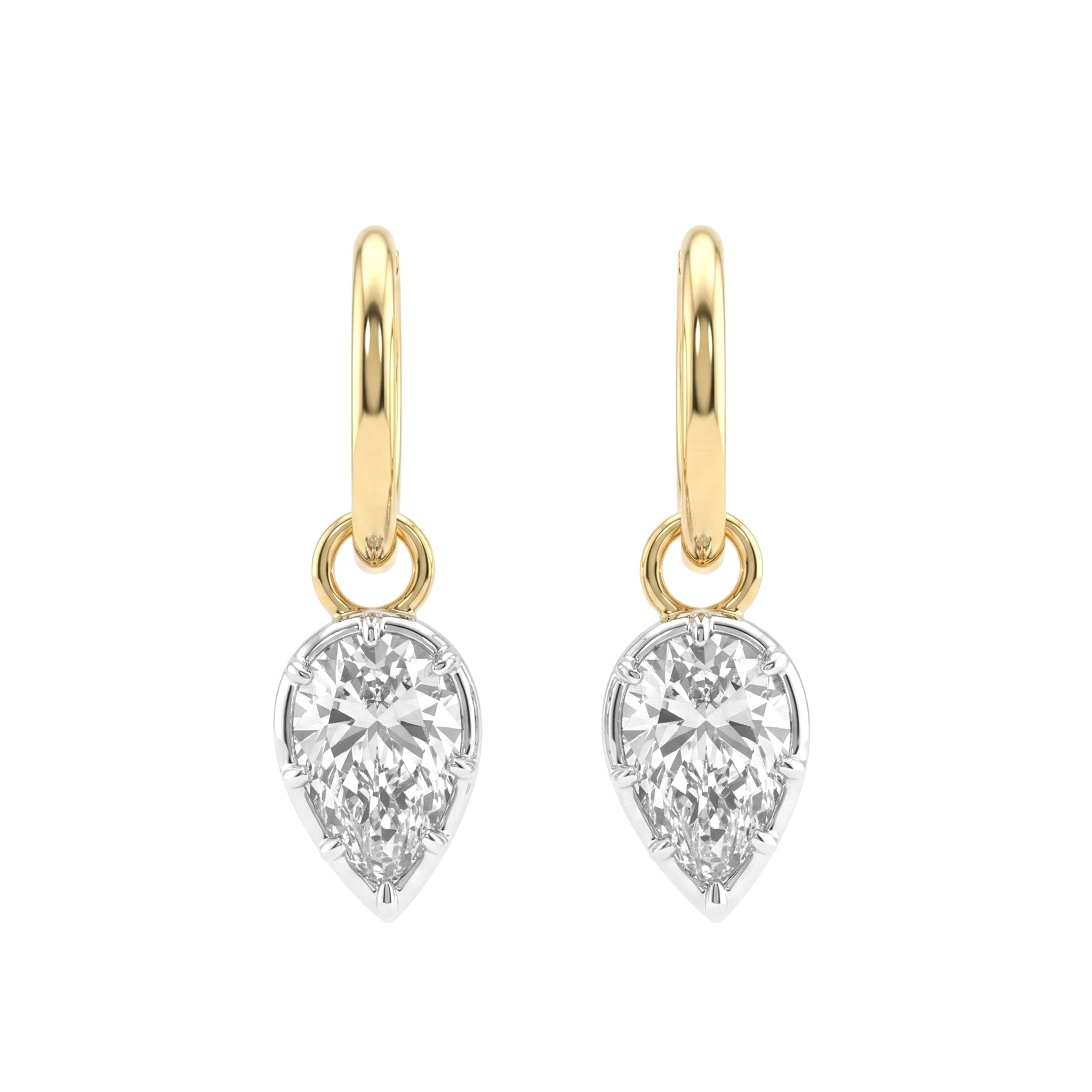 2CTW Pear Brilliant Stone Bezel Set Hoop Earrings - MMR