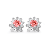 2CTW Pink Round - Cut Lab Diamond Floral Nature - Inspired Stud Earrings - MMR
