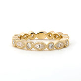 2mm Round and 4*2mm Marquise Cut Lab Diamond Millegrain Bezel Eternity Ring - MMR