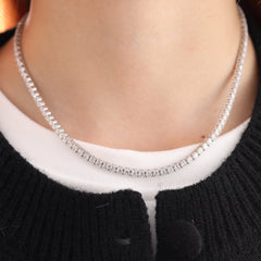 3.1 mm Round Brilliant Lab Diamond 4-prong Basket Tennis Necklace - Fiorese Day - MMR