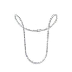 3.1 mm Round Brilliant Lab Diamond 4-prong Basket Tennis Necklace - Fiorese Day - MMR