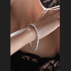 3.8mm Round Cut Lab Diamond 4 Prong Basket Tennis Bracelet Everyday Essential - MMR