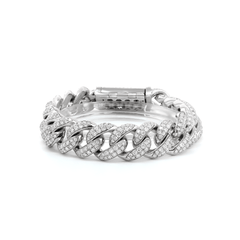 Men's Iced-Out Cuban Link Bracelet with Round Lab Diamonds