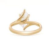 Marquise Cut Lab Diamond Six Claw Prongs Solitaire Ring — Art Nouveau Nature-Inspired