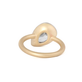 14K Yellow Gold 3ct Pear Shaped Lab Diamond Matte Ring with White Gold Bezel