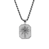 14K White Gold Palm Pendant Necklace with Round Lab Diamond Pave